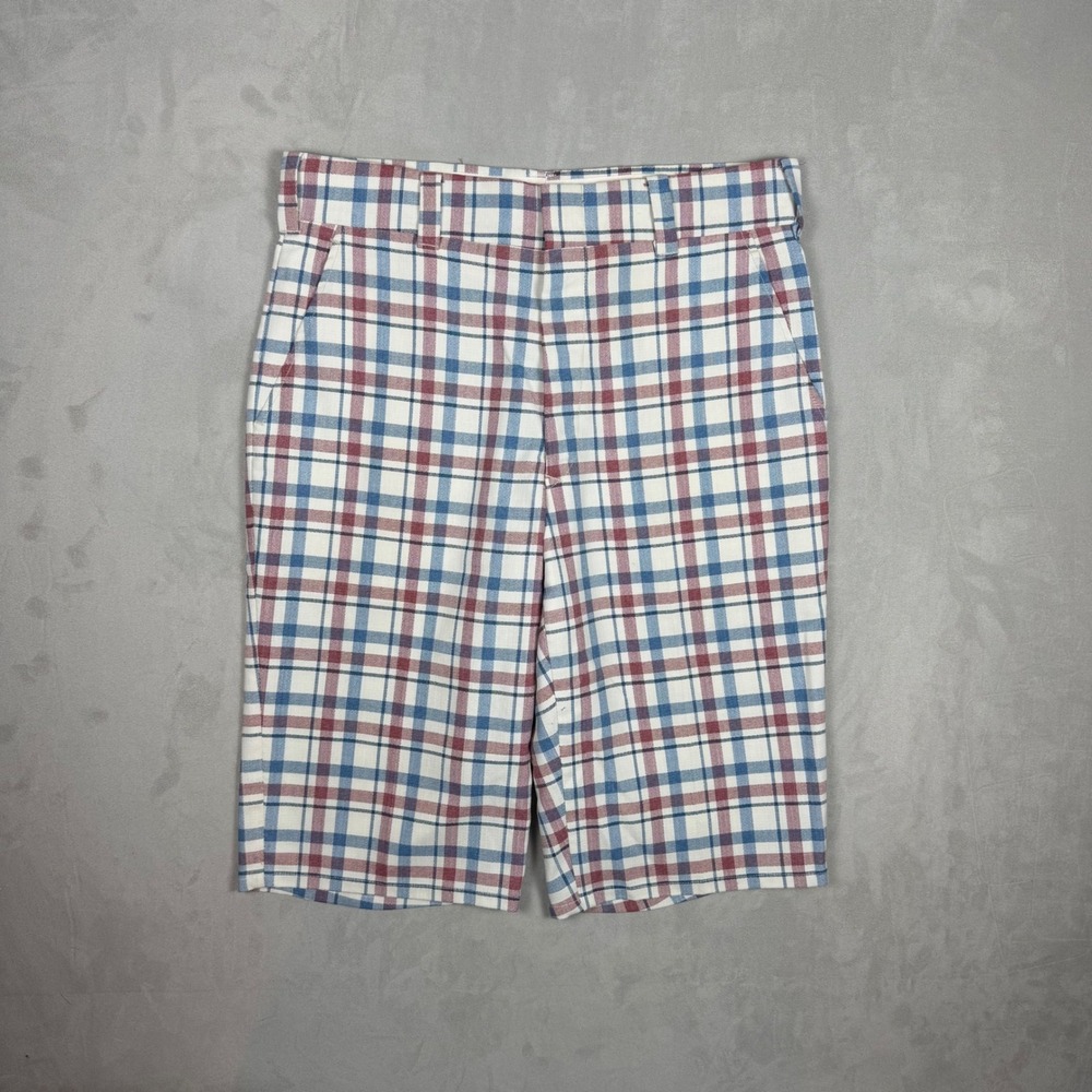 70s Mens Unbranded Vintage Plaid Checkered Preppy Shorts 32